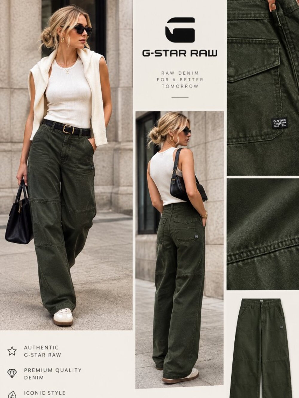 G-Star RAW wide legs cargo pants. Women’s (New, No Tag) Size 28